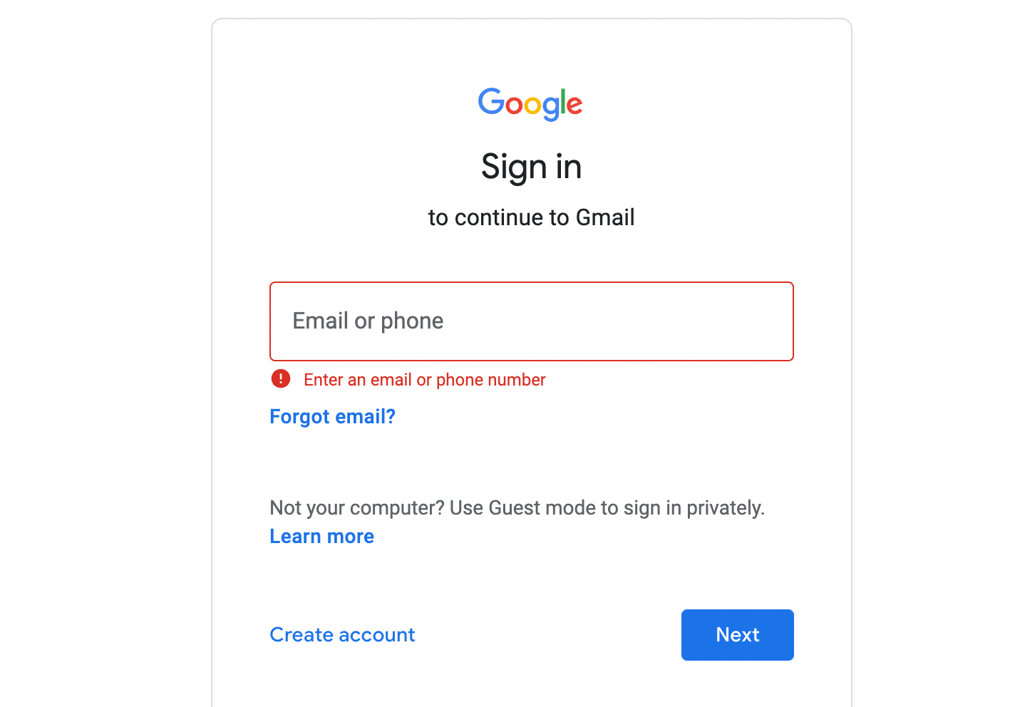 google sign in page example